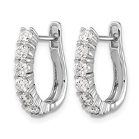 14K White Gold 1 Carat Lab Grown Diamond VS SI+ G+ Complete Hinged Hoop Earrings view 2