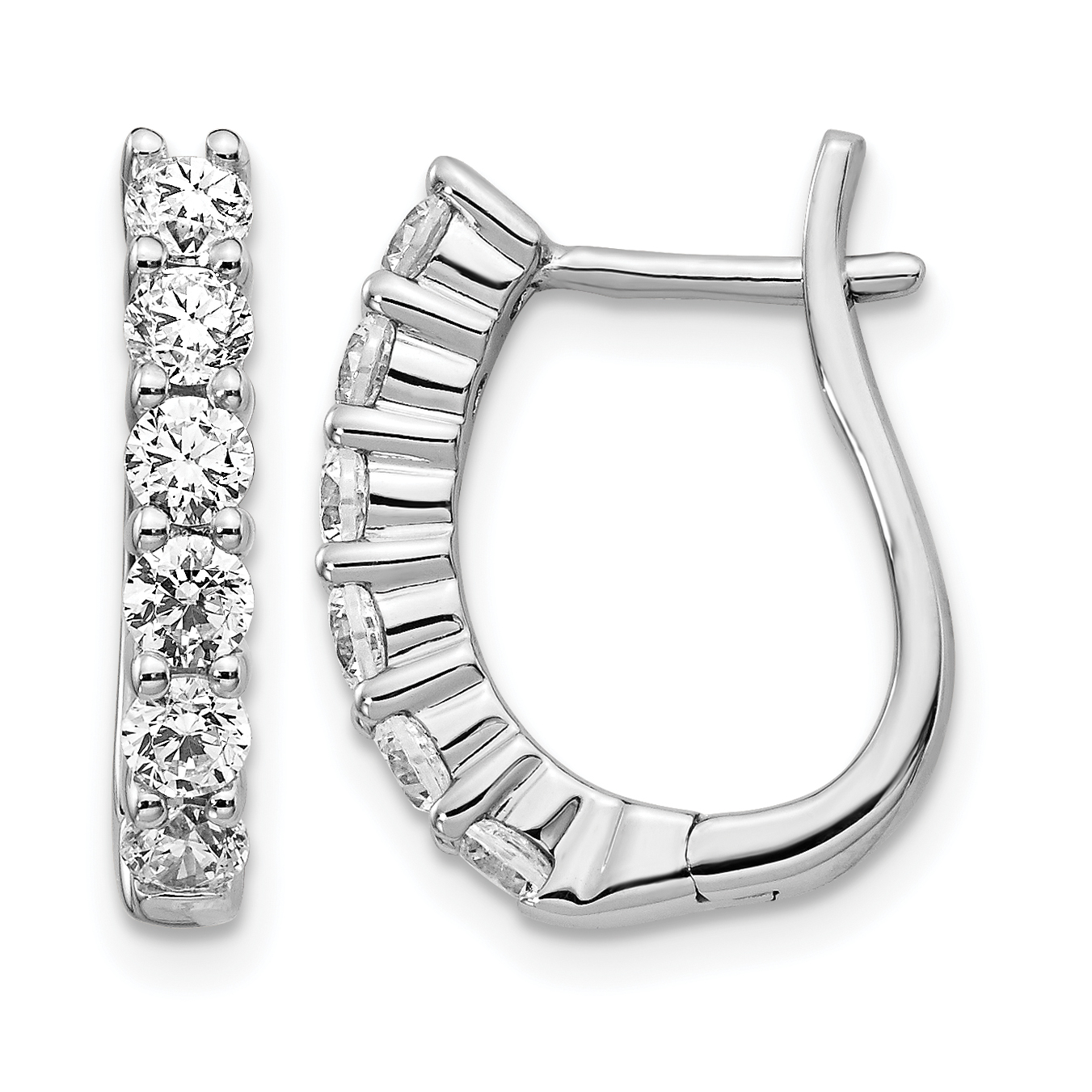 14k White Gold 1 carat Lab Grown Diamond VS/SI+ G+ Complete Hinged Hoop Earrings (EM5419-100-WLG)