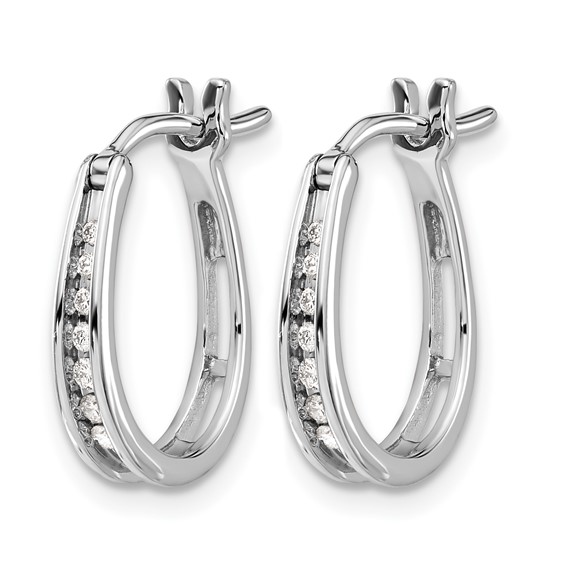 Diamond Oval Hinged Hoop Earrings