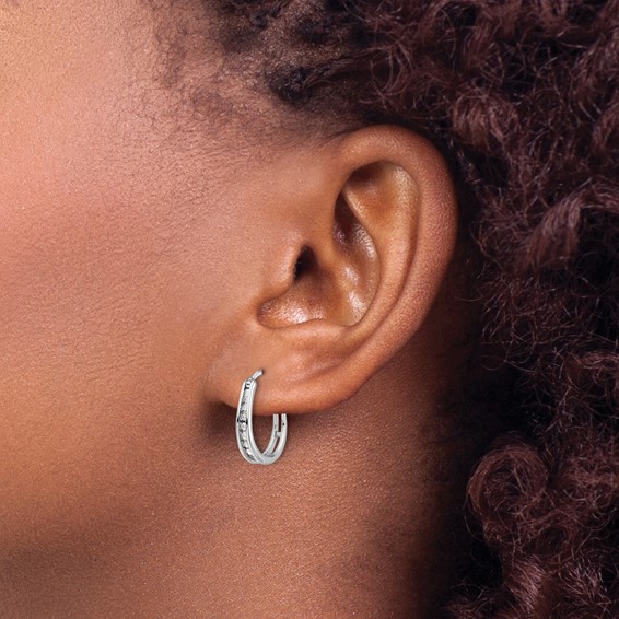 Diamond Oval Hinged Hoop Earrings