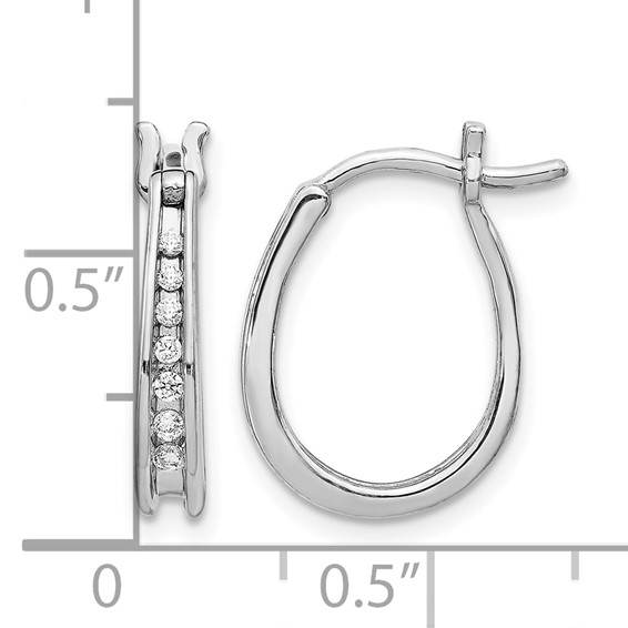 Diamond Oval Hinged Hoop Earrings