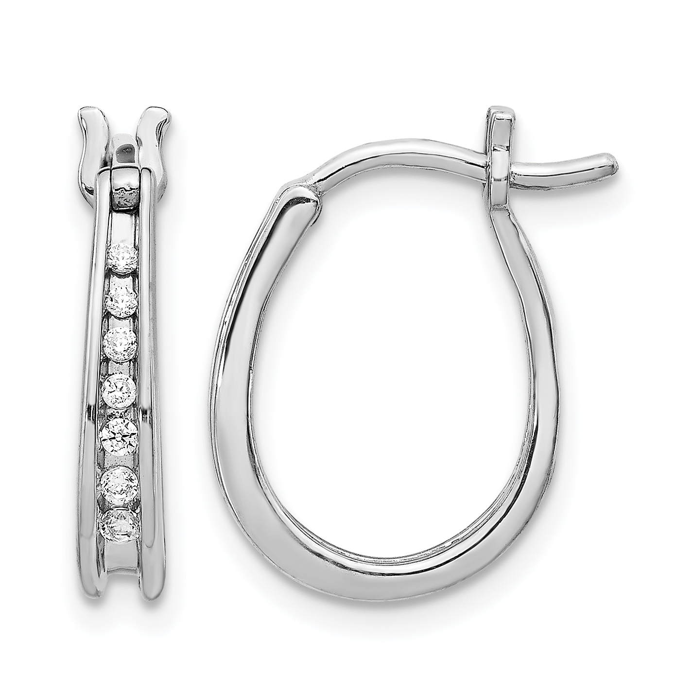 14k White Gold Diamond Oval Hinged Hoop Earrings (EM5420-013-WA)