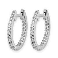 14K White Gold 0.50 Carat Lab Grown Diamond VS SI+ G+ Complete in and Out Hinged Hoop Earrings view 2