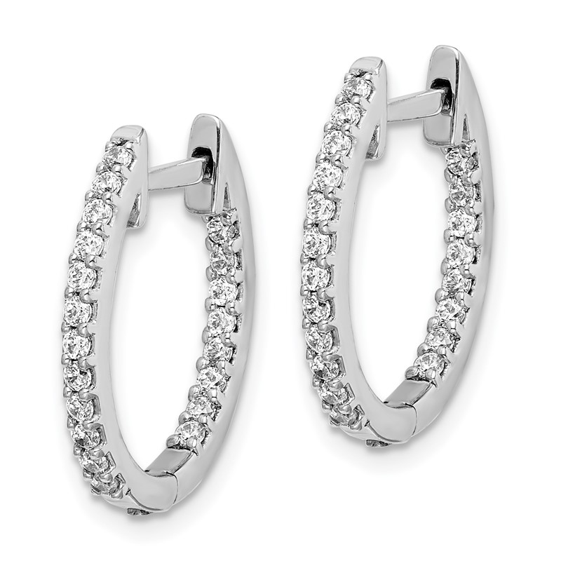 14k White Gold 1/2 carat Lab Grown Diamond VS/SI+ G+ Complete In and Out Hinged Hoop Earrings