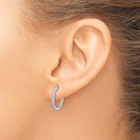 14K White Gold 0.50 Carat Lab Grown Diamond VS SI+ G+ Complete in and Out Hinged Hoop Earrings view 3