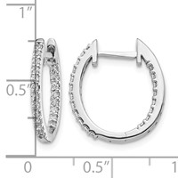 14K White Gold 0.50 Carat Lab Grown Diamond VS SI+ G+ Complete in and Out Hinged Hoop Earrings view 4