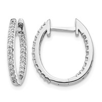 14K White Gold 0.50 Carat Lab Grown Diamond VS SI+ G+ Complete in and Out Hinged Hoop Earrings view 1