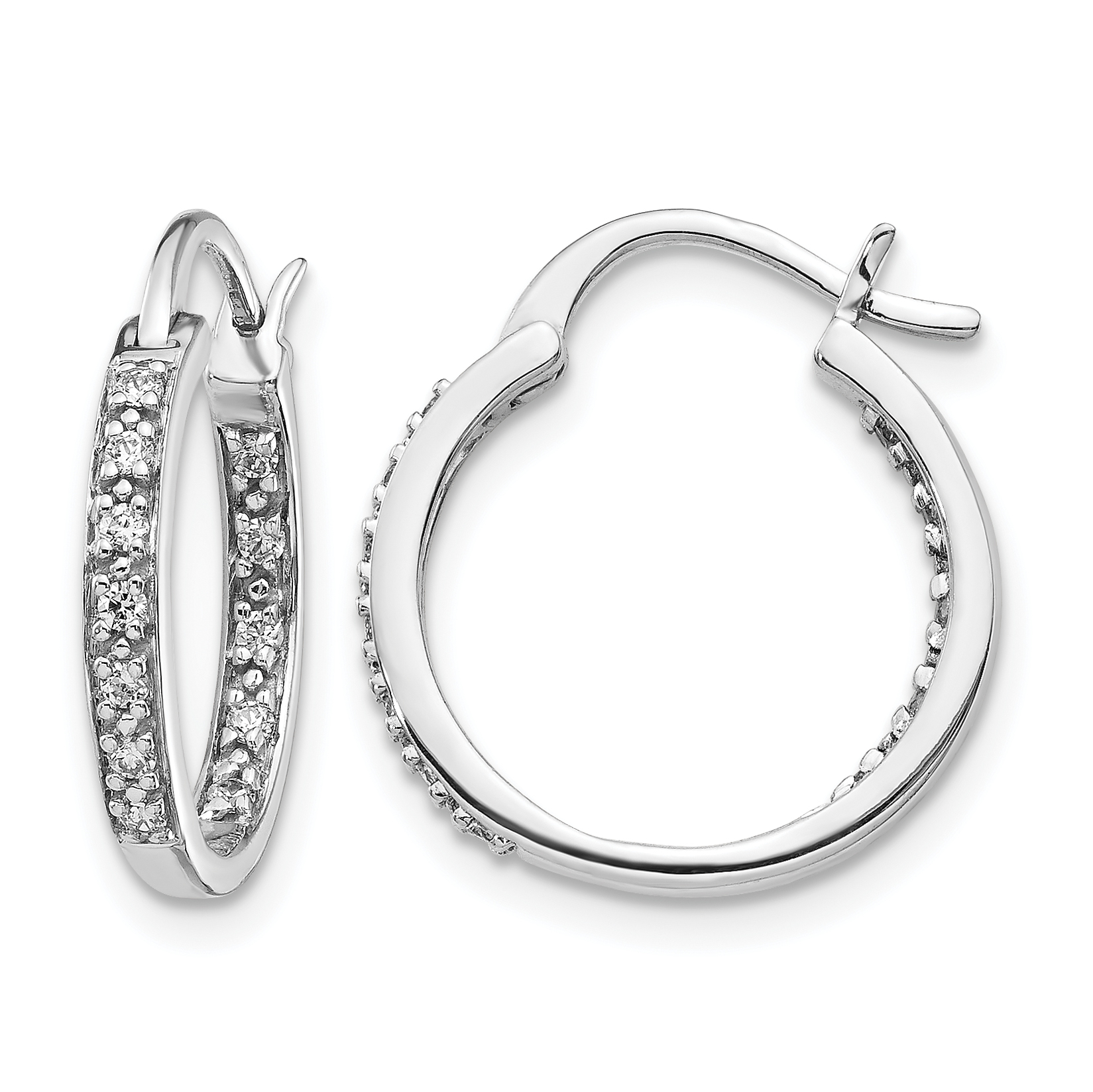 14k White Gold Diamond In/Out Hoop Earrings (EM5423-025-WA)