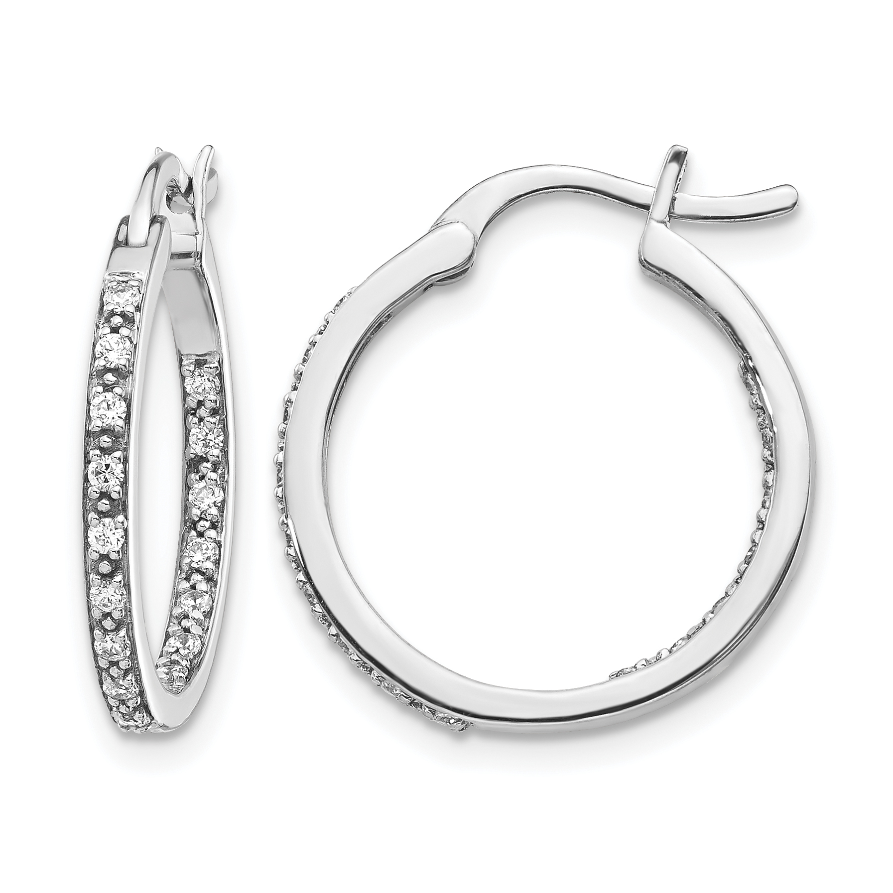 14k White Gold Diamond In/Out Hoop Earrings (EM5423-033-WA)