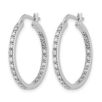 14K White Gold 0.50 Carat Lab Grown Diamond VS SI+ G+ Complete in and Out Hoop Earrings view 2