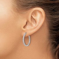 14K White Gold 0.50 Carat Lab Grown Diamond VS SI+ G+ Complete in and Out Hoop Earrings view 3