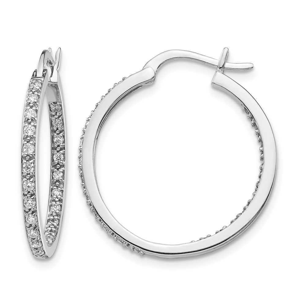 14K White Gold 0.50 Carat Lab Grown Diamond VS SI+ G+ Complete in and Out Hoop Earrings