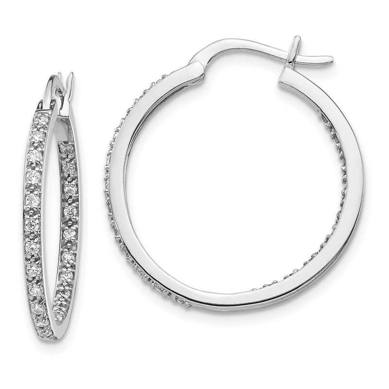 14k White Gold 1/2 carat Lab Grown Diamond VS/SI+ G+ Complete In and Out Hoop Earrings