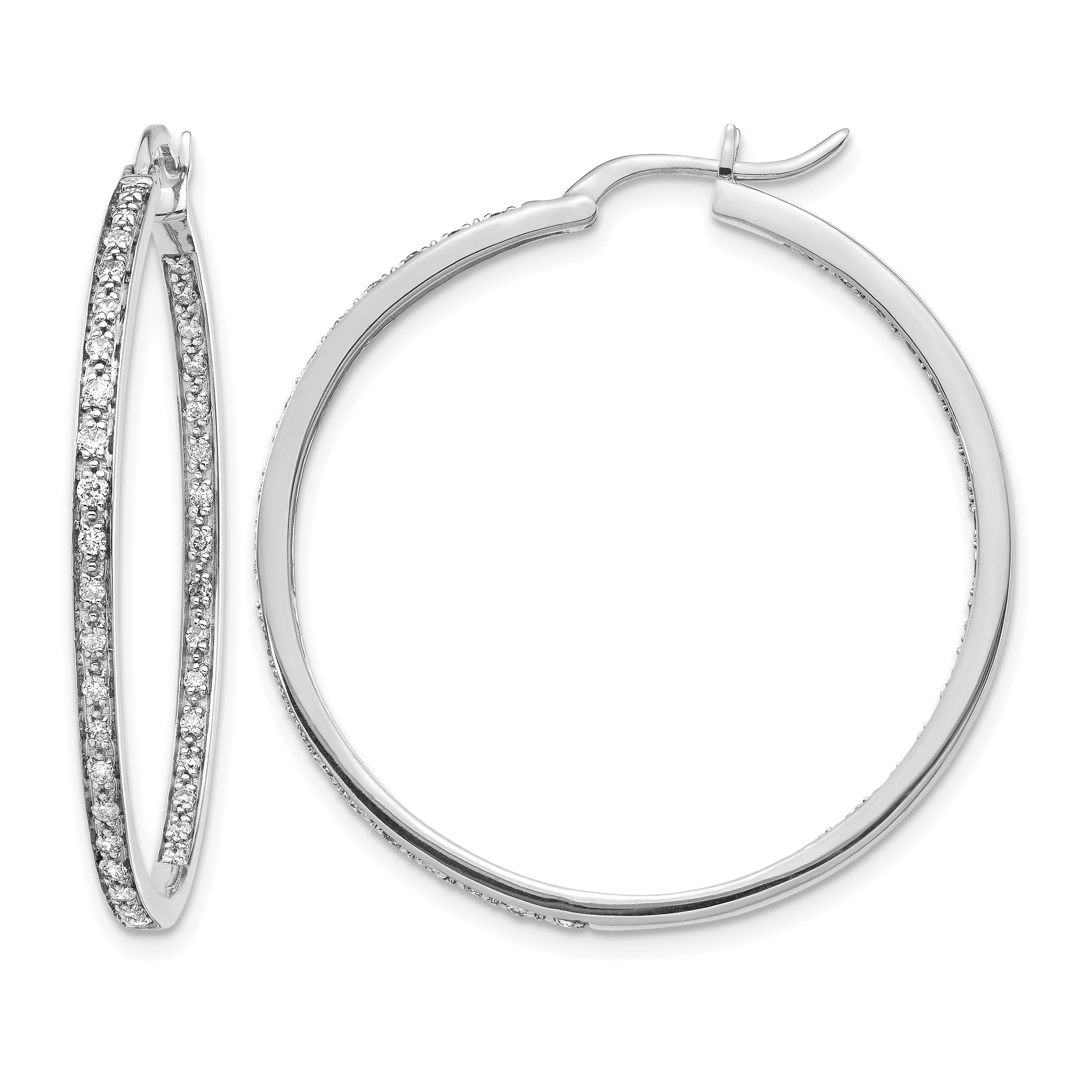 14k White Gold Diamond In/Out Hoop Earrings (EM5423-062-WA)