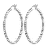 14K White Gold 0.88 Carat Lab Grown Diamond VS SI+ G+ Complete in and Out Hoop Earrings view 2