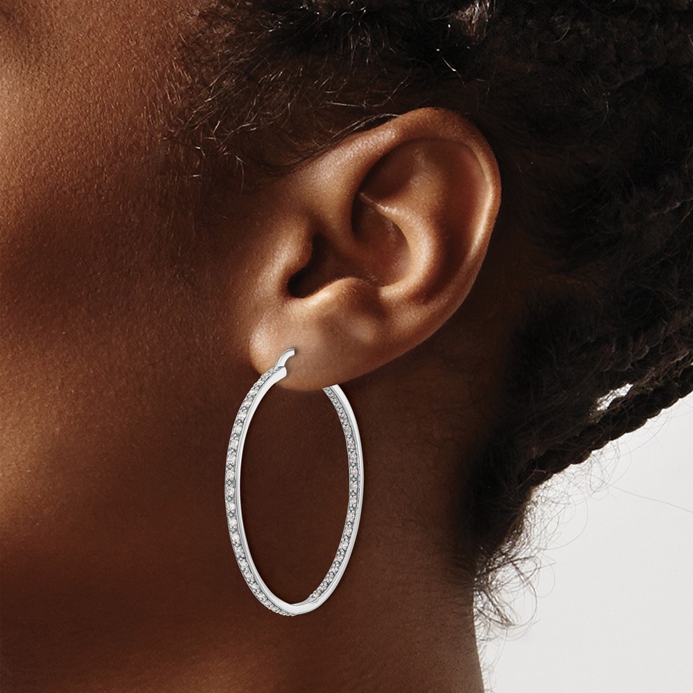 14k White Gold 7/8 carat Lab Grown Diamond VS/SI+ G+ Complete In and Out Hoop Earrings (EM5423-088-WLG)