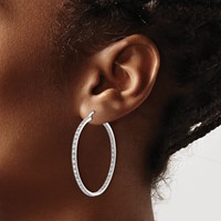 14K White Gold 0.88 Carat Lab Grown Diamond VS SI+ G+ Complete in and Out Hoop Earrings view 3