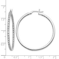 14K White Gold 0.88 Carat Lab Grown Diamond VS SI+ G+ Complete in and Out Hoop Earrings view 4