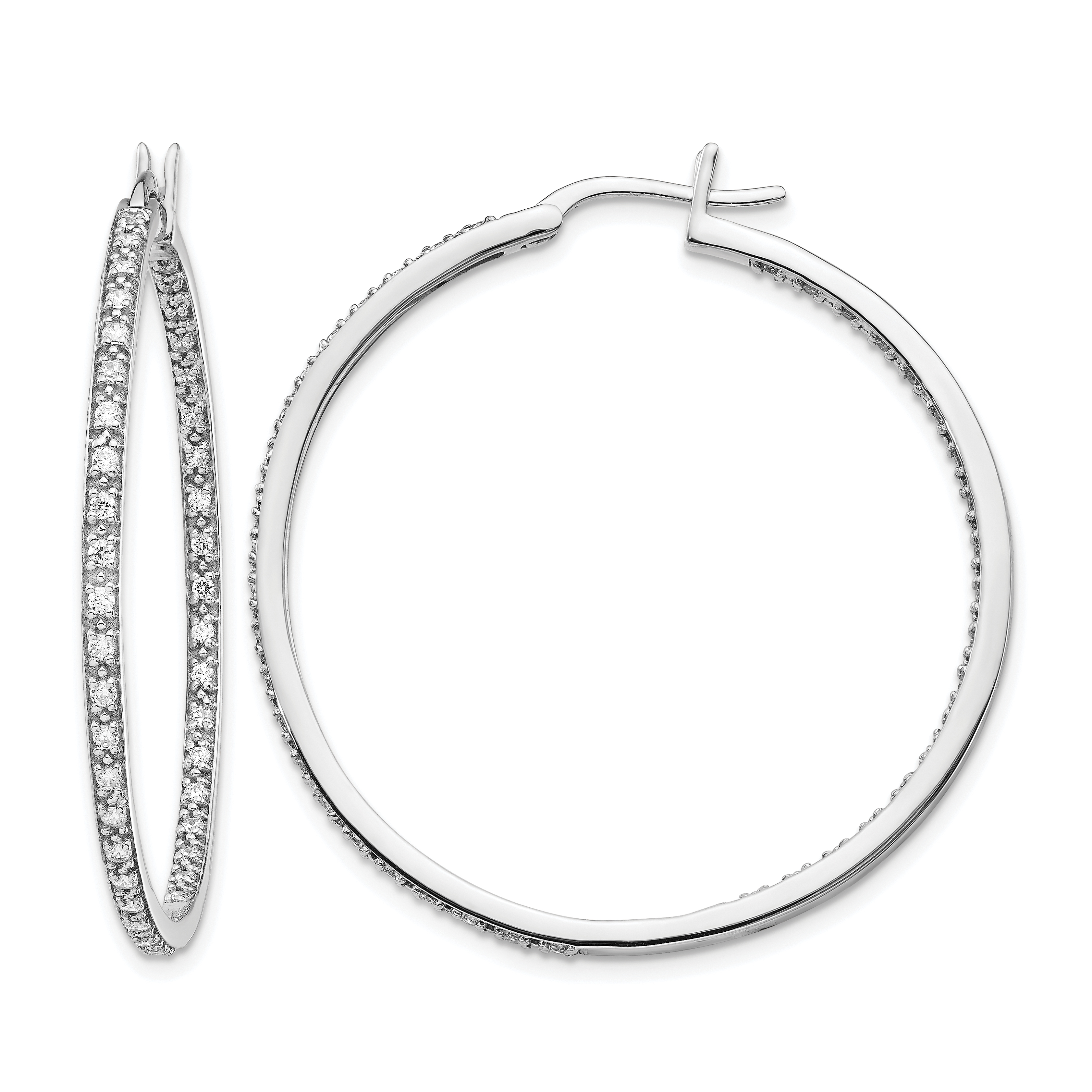 14k White Gold 7/8 carat Lab Grown Diamond VS/SI+ G+ Complete In and Out Hoop Earrings (EM5423-088-WLG)