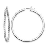 14K White Gold 0.88 Carat Lab Grown Diamond VS SI+ G+ Complete in and Out Hoop Earrings view 1
