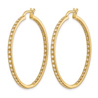 14K Yellow Gold 0.88 Carat Lab Grown Diamond VS SI+ G+ Complete in and Out Hoop Earrings view 2