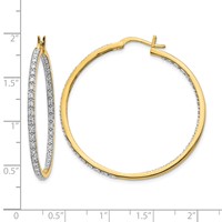 14K Yellow Gold 0.88 Carat Lab Grown Diamond VS SI+ G+ Complete in and Out Hoop Earrings view 4