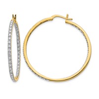 14K Yellow Gold 0.88 Carat Lab Grown Diamond VS SI+ G+ Complete in and Out Hoop Earrings view 1