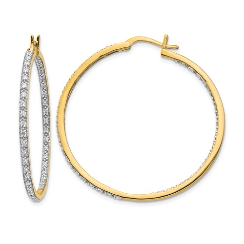 14K Yellow Gold 0.88 Carat Lab Grown Diamond VS SI+ G+ Complete in and Out Hoop Earrings