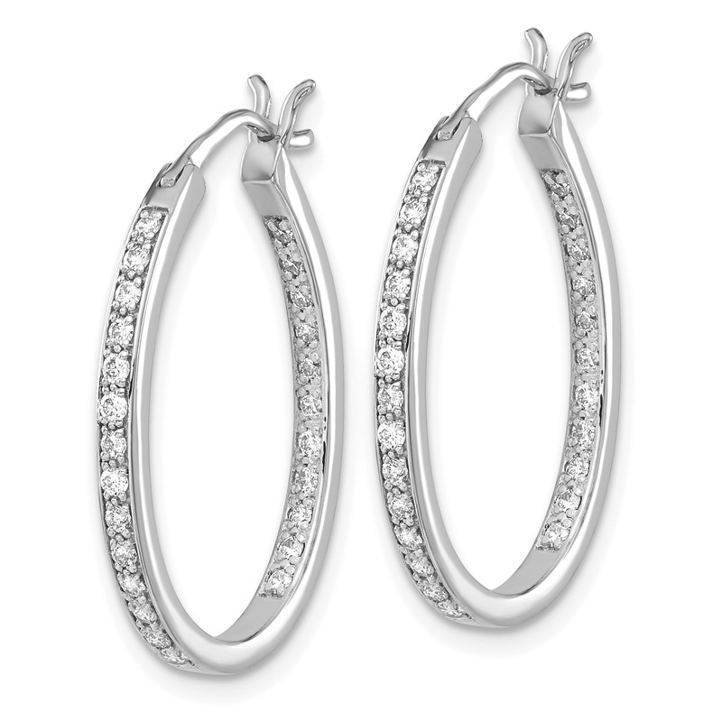 14k White Gold 1/2 carat Lab Grown Diamond VS/SI+ G+ Complete In and Out Hoop Earrings