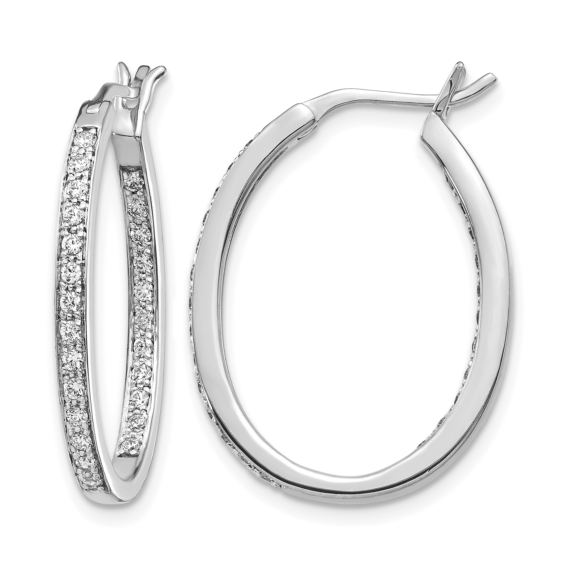 14k White Gold 1/2 carat Lab Grown Diamond VS/SI+ G+ Complete In and Out Hoop Earrings (EM5426-050-WLG)