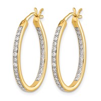 14K Yellow Gold 0.50 Carat Lab Grown Diamond VS SI+ G+ Complete in and Out Hoop Earrings view 2