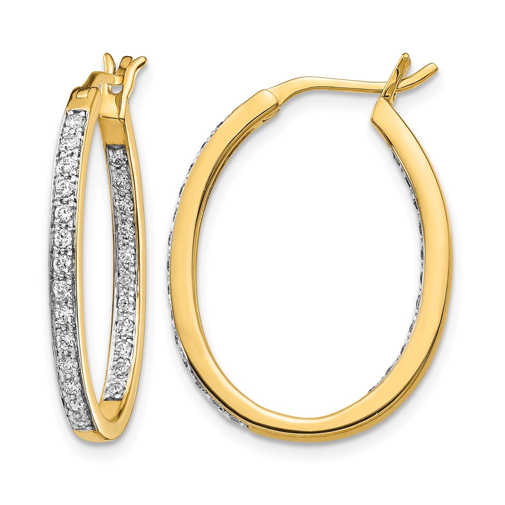 14K Yellow Gold 0.50 Carat Lab Grown Diamond VS SI+ G+ Complete in and Out Hoop Earrings