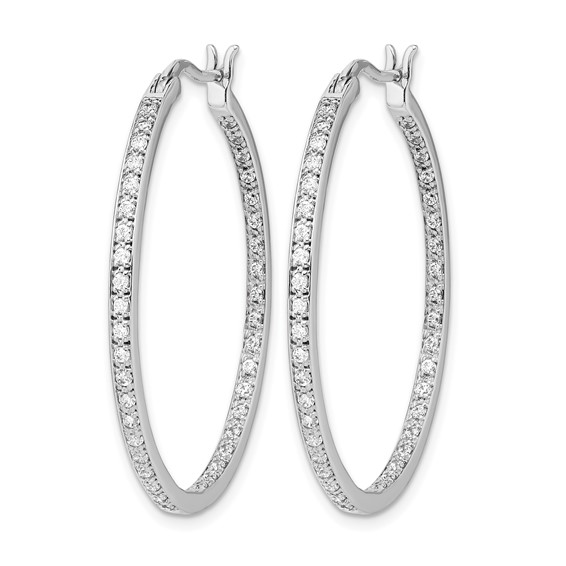 14k White Gold 3/4 carat Diamond In/Out Hoop Earrings