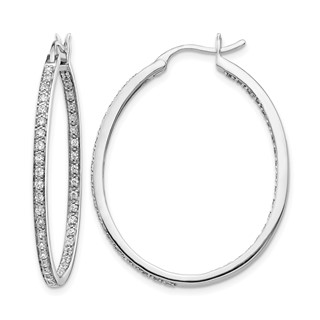14k White Gold 3/4 carat Diamond In/Out Hoop Earrings