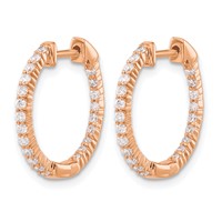 14K Rose Gold 0.50 Carat Lab Grown Diamond VS SI+ G+ Complete in and Out Hoop Earrings view 2