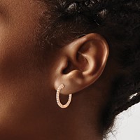 14K Rose Gold 0.50 Carat Lab Grown Diamond VS SI+ G+ Complete in and Out Hoop Earrings view 3