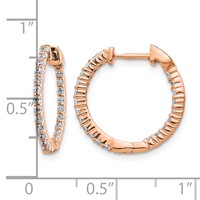 14K Rose Gold 0.50 Carat Lab Grown Diamond VS SI+ G+ Complete in and Out Hoop Earrings view 4