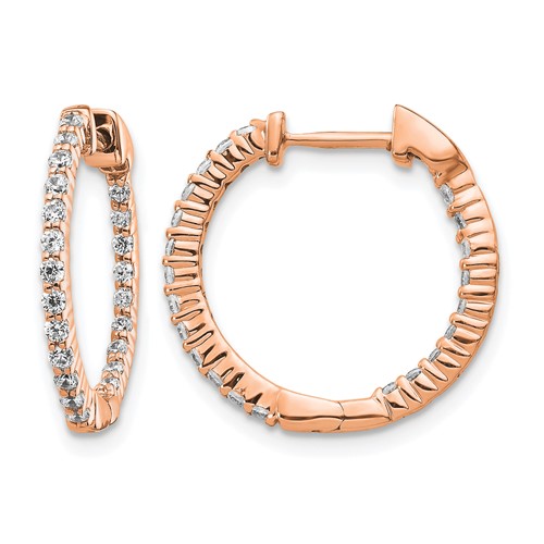 14K Rose Gold 0.50 Carat Lab Grown Diamond VS SI+ G+ Complete in and Out Hoop Earrings