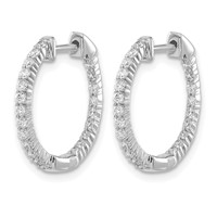 14K White Gold 0.50 Carat Lab Grown Diamond VS SI+ G+ Complete in and Out Hoop Earrings view 2