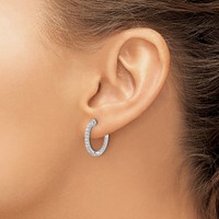 14K White Gold 0.50 Carat Lab Grown Diamond VS SI+ G+ Complete in and Out Hoop Earrings view 3