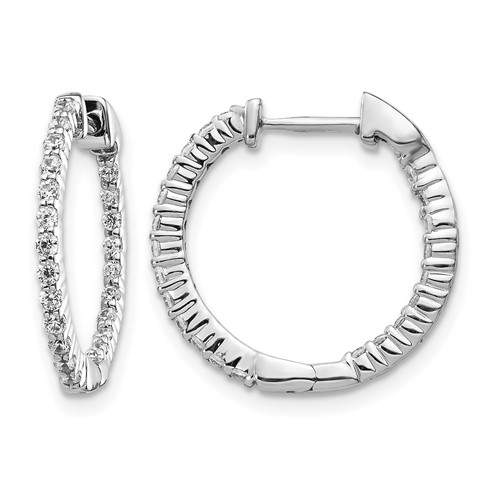 14K White Gold 0.50 Carat Lab Grown Diamond VS SI+ G+ Complete in and Out Hoop Earrings
