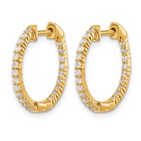 14K Yellow Gold 0.50 Carat Lab Grown Diamond VS SI+ G+ Complete in and Out Hoop Earrings view 2