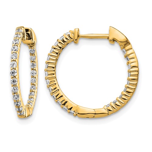 14K Yellow Gold 0.50 Carat Lab Grown Diamond VS SI+ G+ Complete in and Out Hoop Earrings