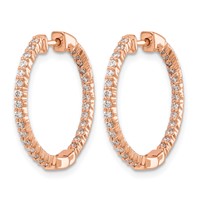 14K Rose Gold 0.62 Carat Lab Grown Diamond VS SI+ G+ Complete in and Out Hoop Earrings view 2