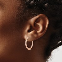 14K Rose Gold 0.62 Carat Lab Grown Diamond VS SI+ G+ Complete in and Out Hoop Earrings view 3