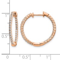 14K Rose Gold 0.62 Carat Lab Grown Diamond VS SI+ G+ Complete in and Out Hoop Earrings view 4
