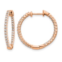 14K Rose Gold 0.62 Carat Lab Grown Diamond VS SI+ G+ Complete in and Out Hoop Earrings view 1