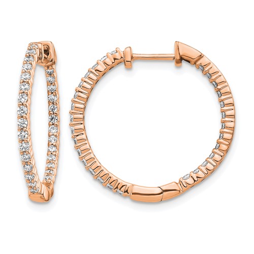 14K Rose Gold 0.62 Carat Lab Grown Diamond VS SI+ G+ Complete in and Out Hoop Earrings