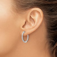 14K White Gold 0.62 Carat Lab Grown Diamond VS SI+ G+ Complete in and Out Hoop Earrings view 3