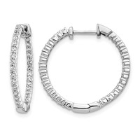 14K White Gold 0.62 Carat Lab Grown Diamond VS SI+ G+ Complete in and Out Hoop Earrings view 1